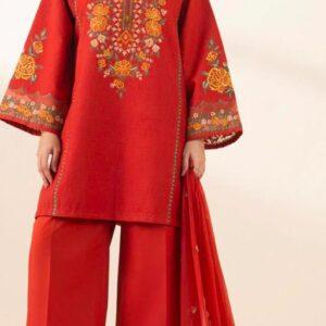 3 PC EMBROIDERED DOBBY SUIT SAPPHIRE BRAND