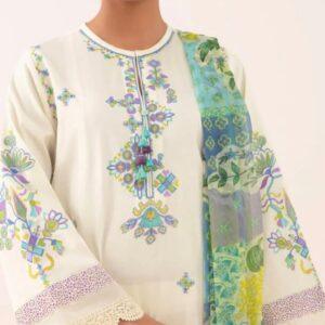 3 PC EMBROIDERED SIGNATURE LAWN SUIT SAPPHIRE BRAND
