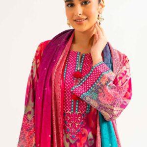 3 pc digital printed embroidered suit