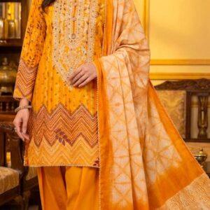 3 Pc Festive collection lawn suit Brand J.